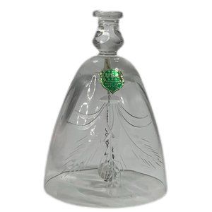 Vintage Kusak Cut Crystal Wheat Etched Panel Optic 3.75" Bell Original Sticker